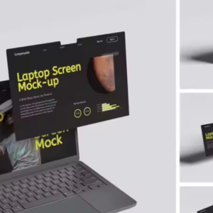 Laptop screen display packaging mockup